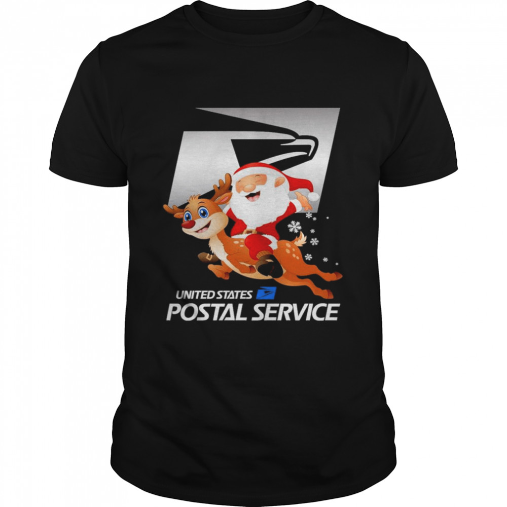 Santa Riding Reindeer United States Postal Service Christmas shirt