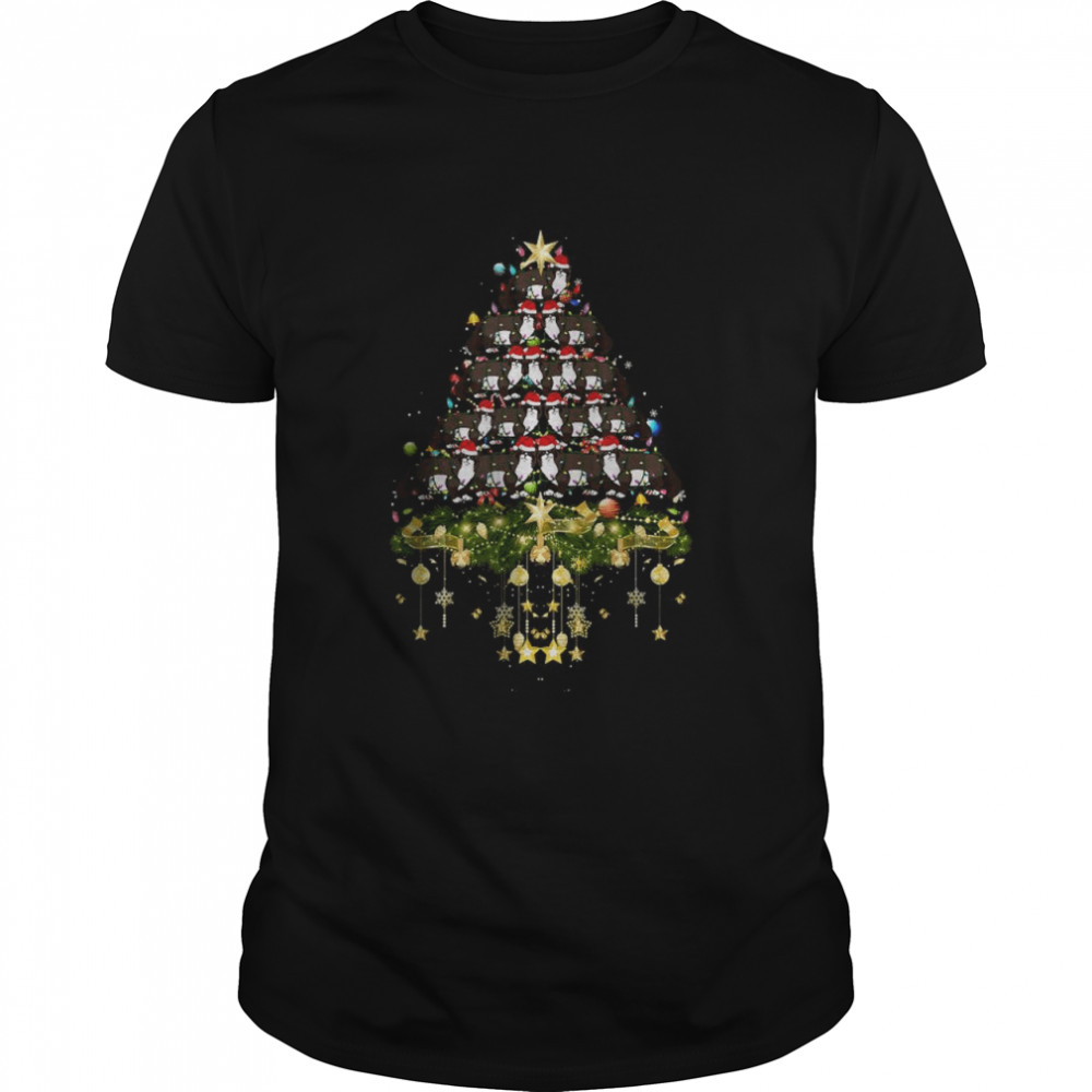 Snowshoe Cat Christmas Tree Lights Funny Xmas Lover T-Shirt