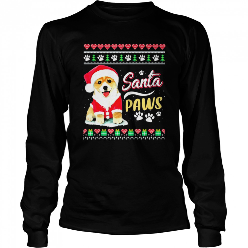 Santa Coggi Santa Paws Ugly Christmas shirt Long Sleeved T-shirt