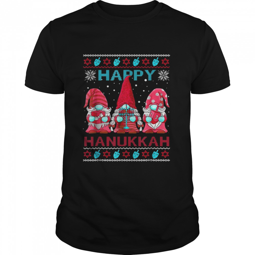 Happy Hanukkah Ugly Christmas Gnome Gnomiesorah Dreidel Shirt
