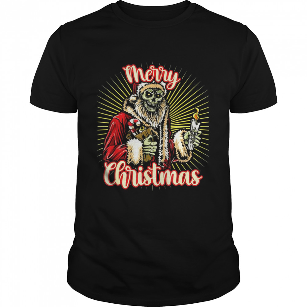 Merry Scary Christmas Ugly Sweater Santa Claus Skull Shirt