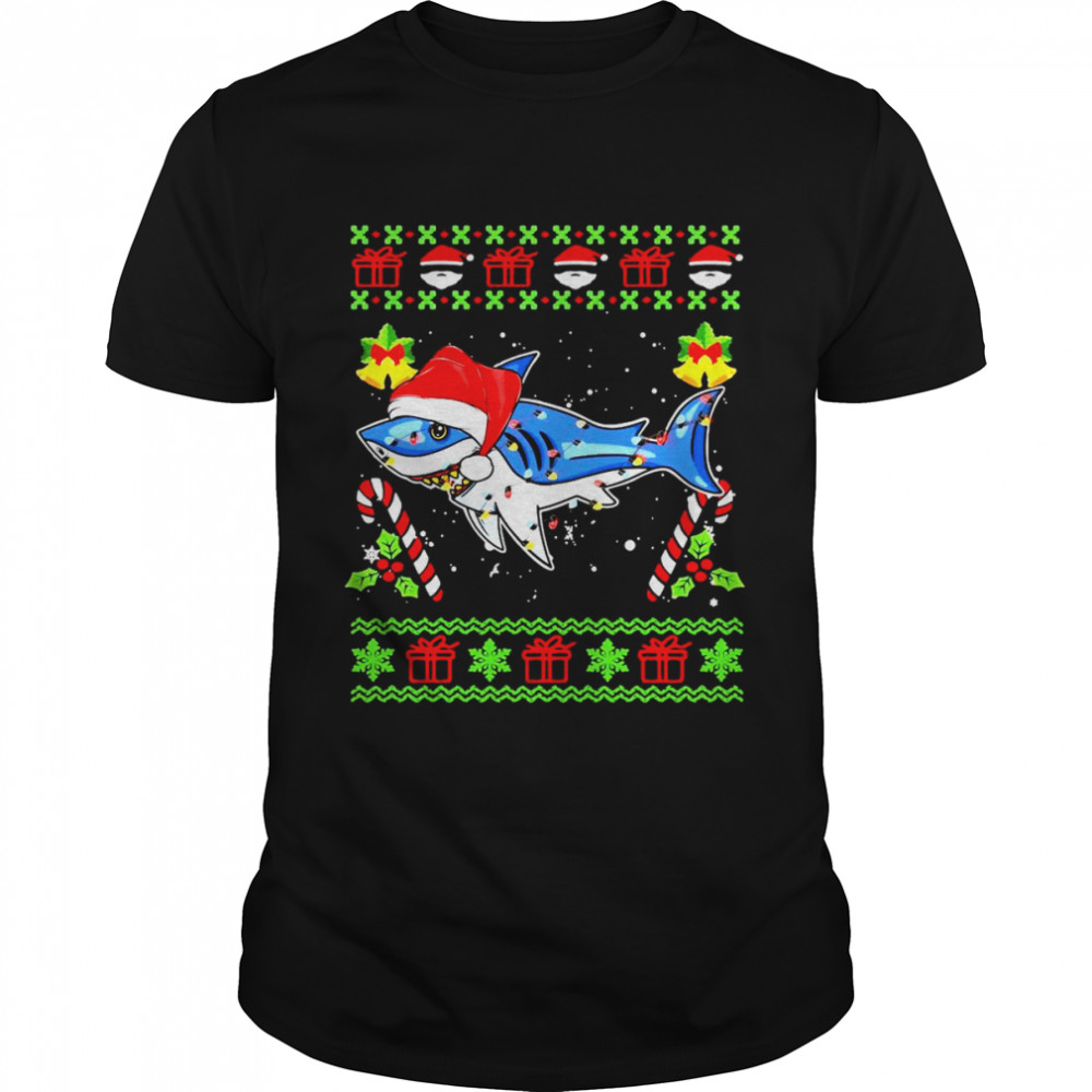 Shark Ugly Christmas Santa Hat For Vacation Sweater Shirt