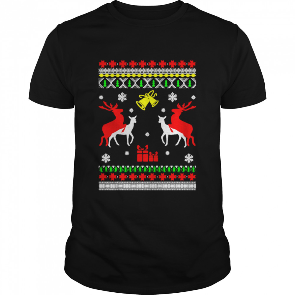 Reindeer Humping Fuck Funny Ugly Christmas shirt