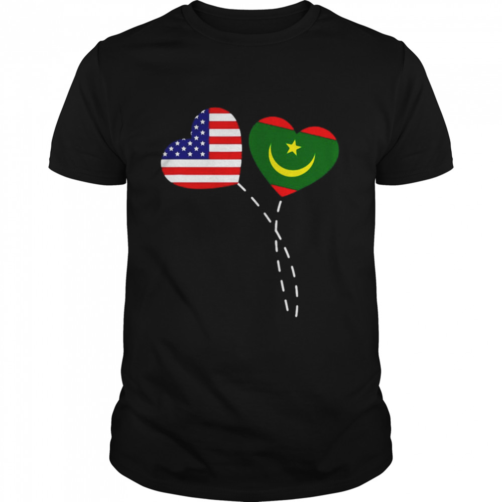 Loving Usa Mauritania Flag Heart Mauritanian Americans Love Shirt