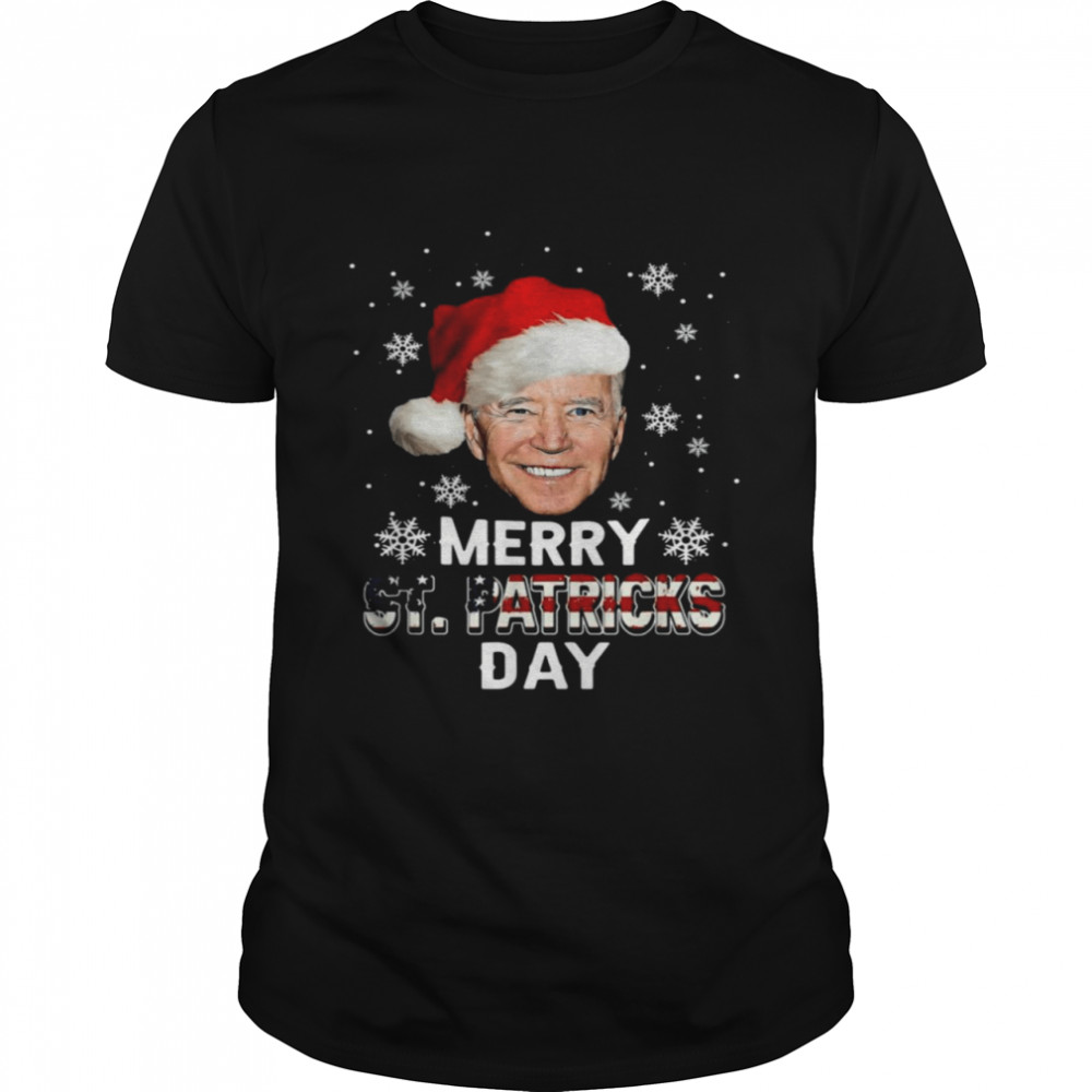 Santa Biden Merry St Patrick’s Day Snowflake Christmas tshirt
