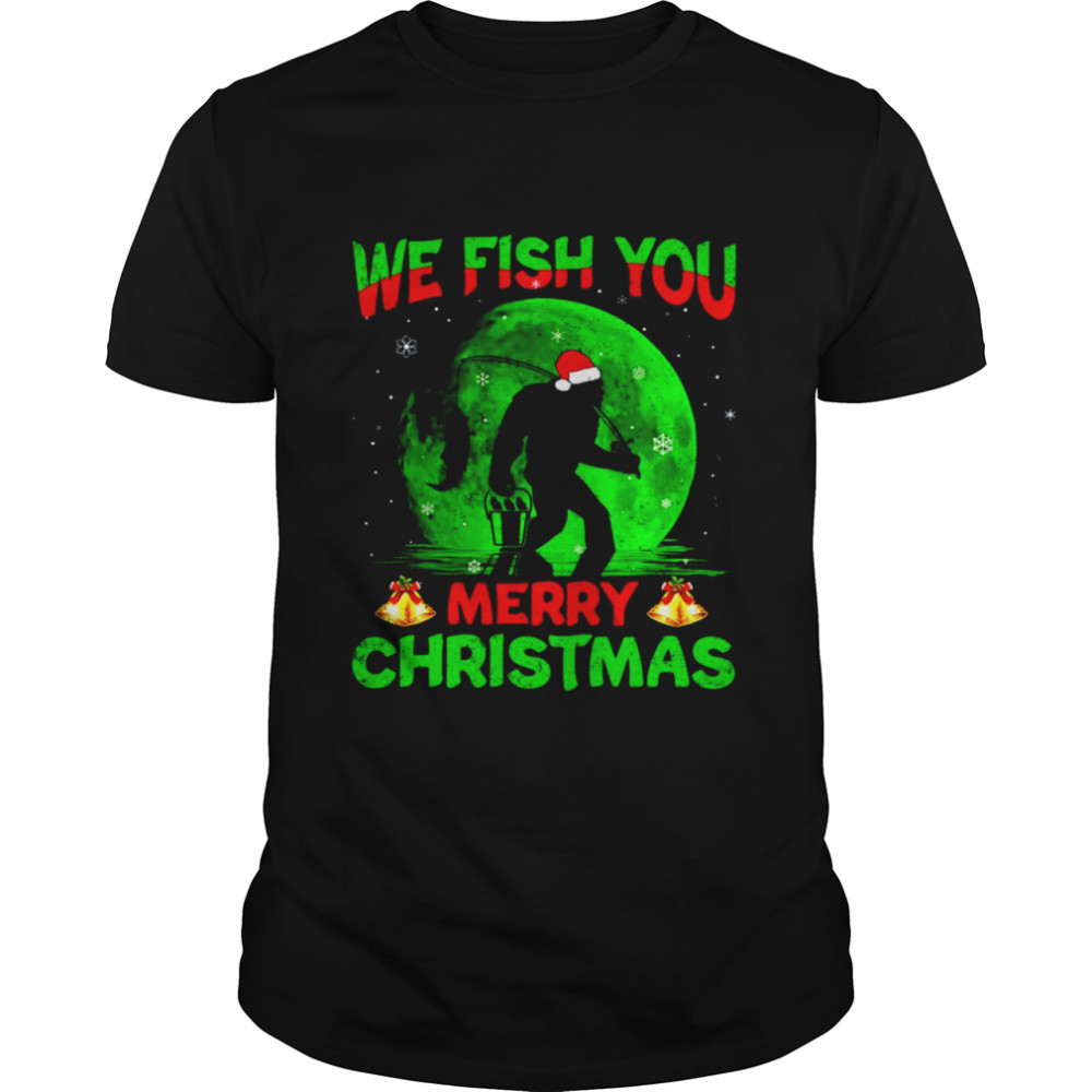 Santa Bigfoot We Fish You Merry Christmas Sweater Shirt