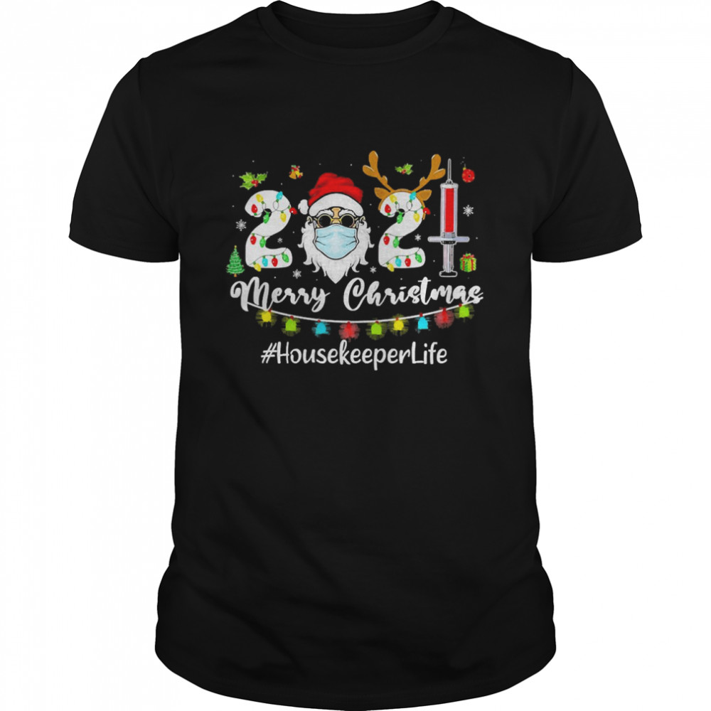 Santa Claus Face Mask 2021 Merry Christmas Housekeeper Life Sweater Shirt