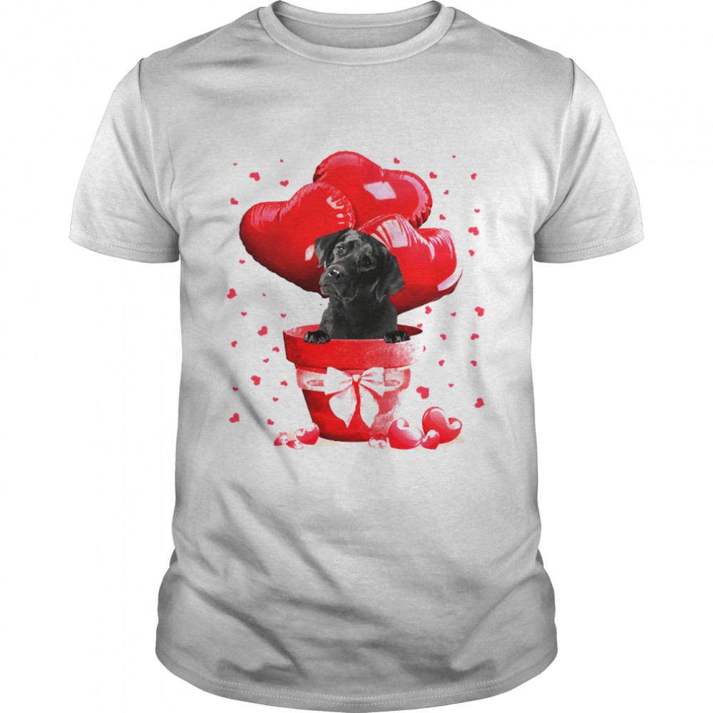 Valentine Pot Black Labrador Dogs Shirt