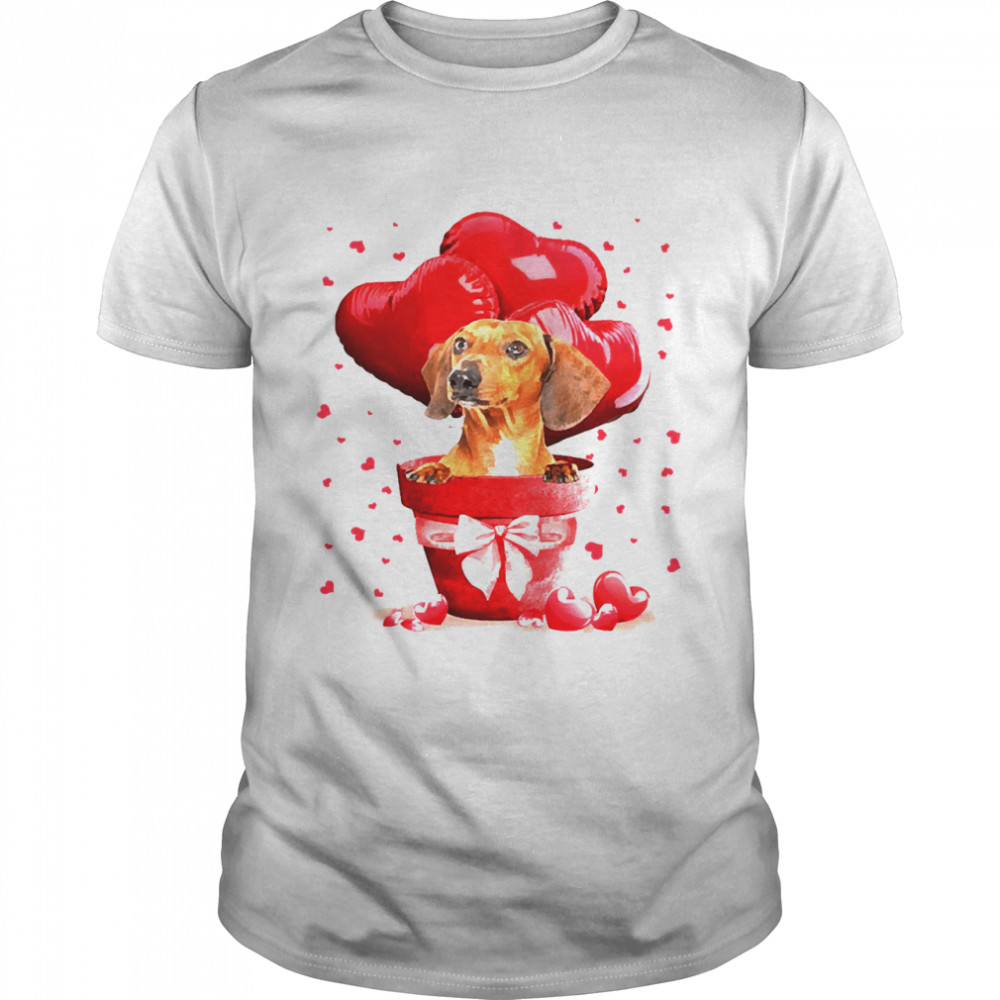 Valentine Pot Red Dachshund Dog Shirt