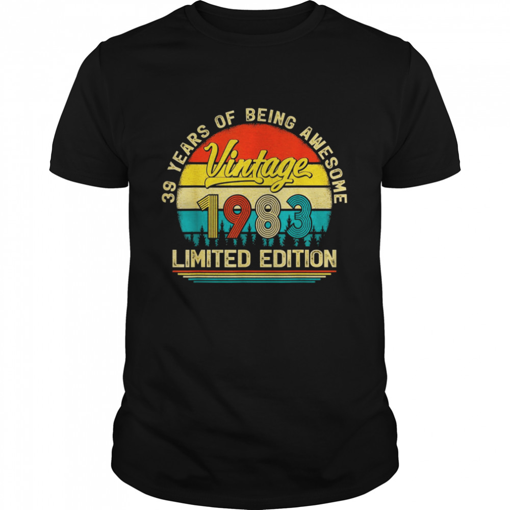 39 Years of Being Awesome Vintage 1983 39th Birthday Shirt