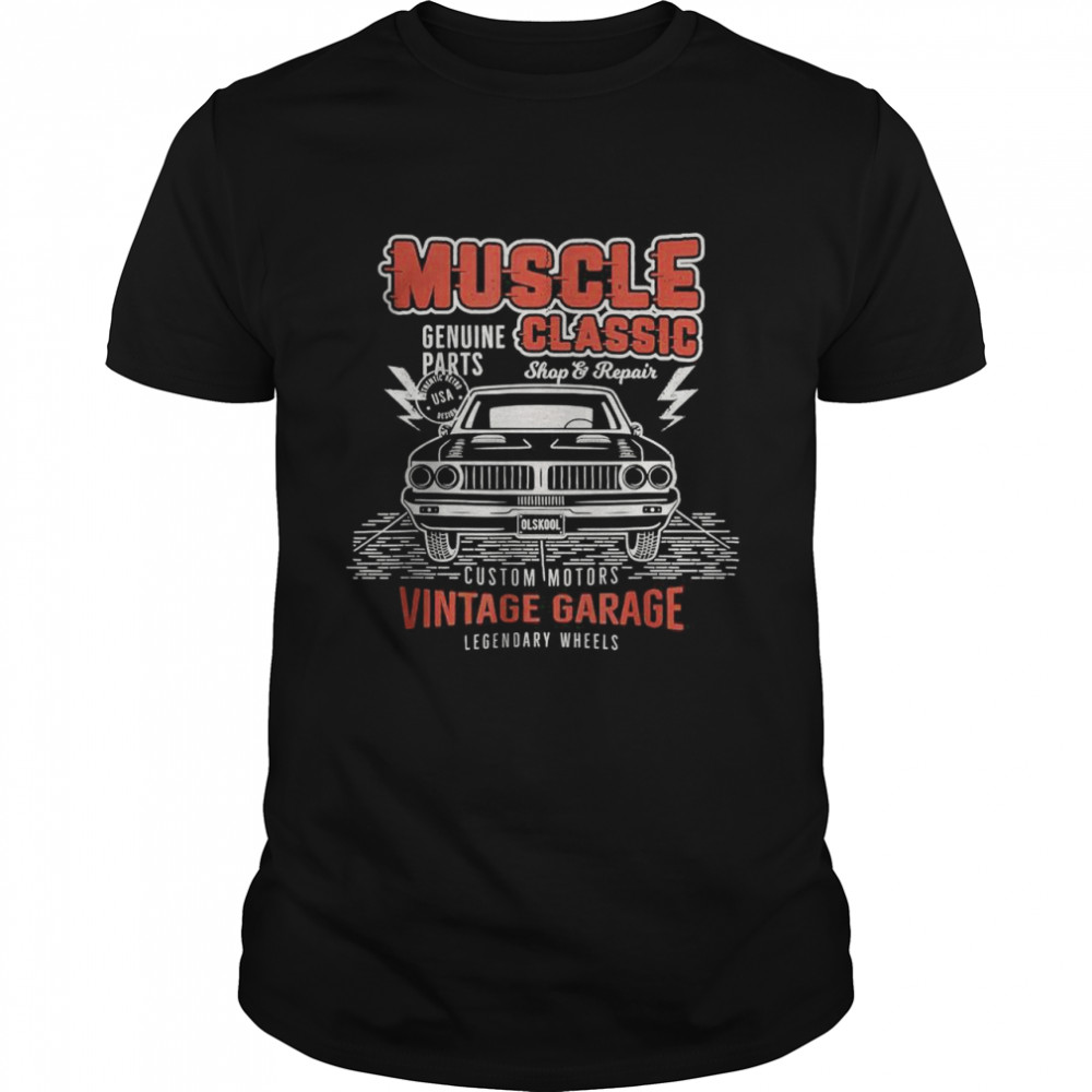 Muscle Classic Custom Motors – Distressed Vintage Garage T-Shirt