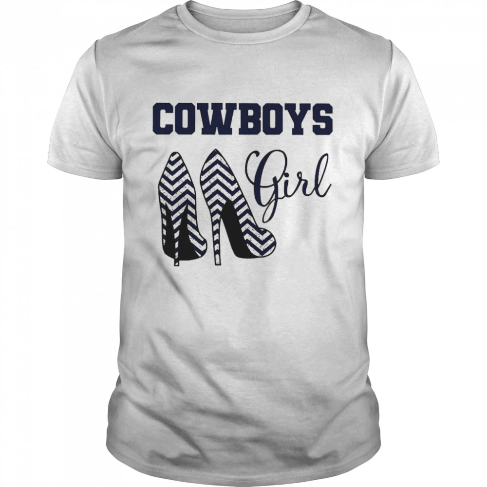 Football Cheer Gear High Heels Cowboys Girl Shirt