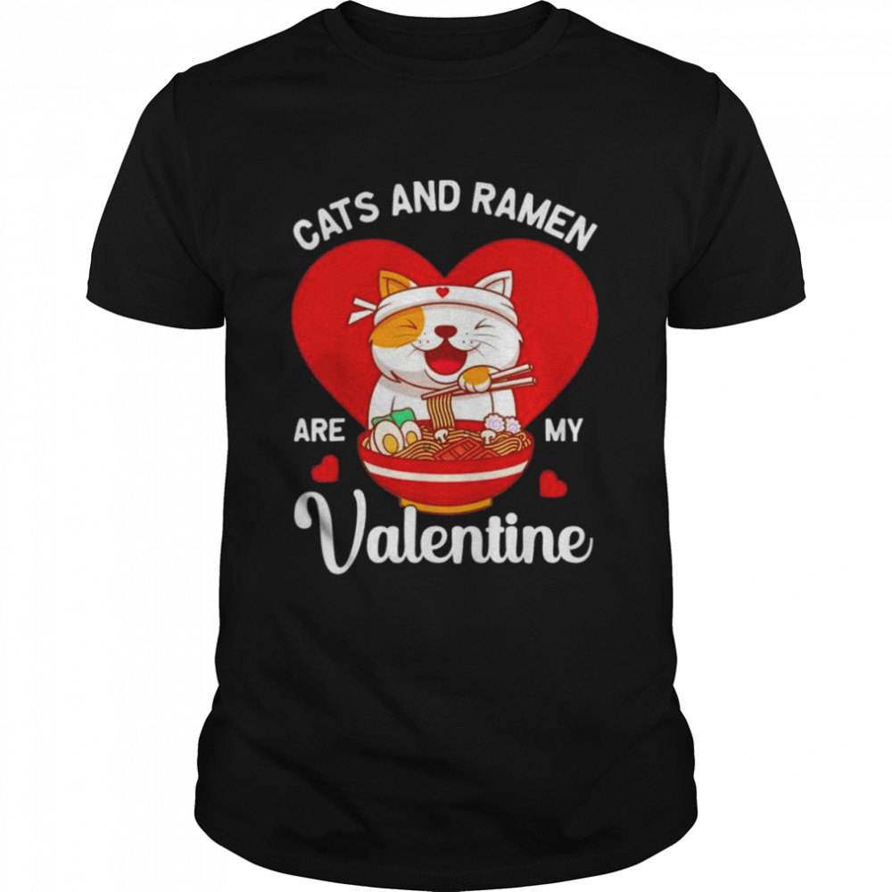 Ramen Cat Heart Kawaii Japanese Food Valentines Day shirt