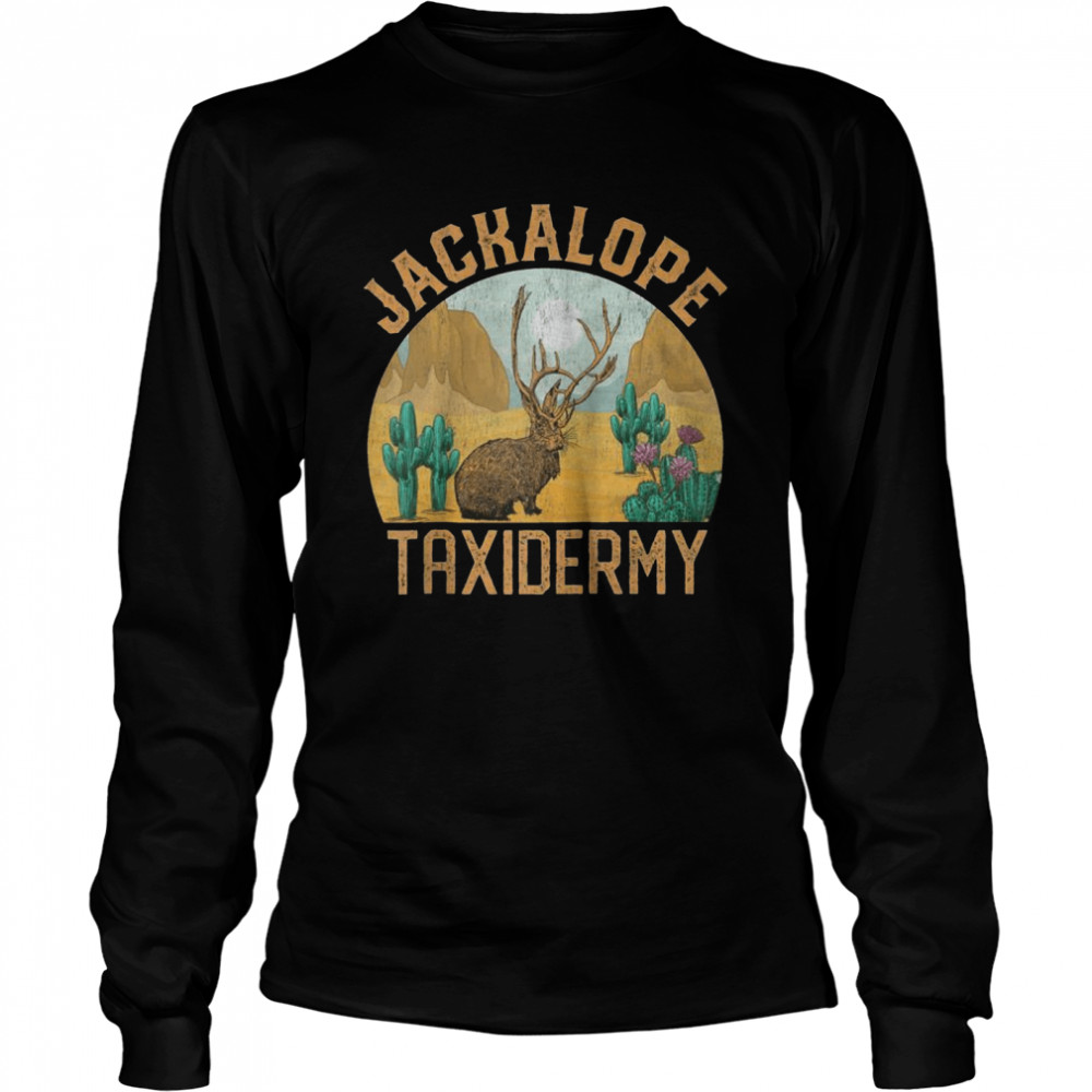 JACKALOPE Taxidermy Desert Mountain Cactus Vintage Animal  Long Sleeved T-shirt