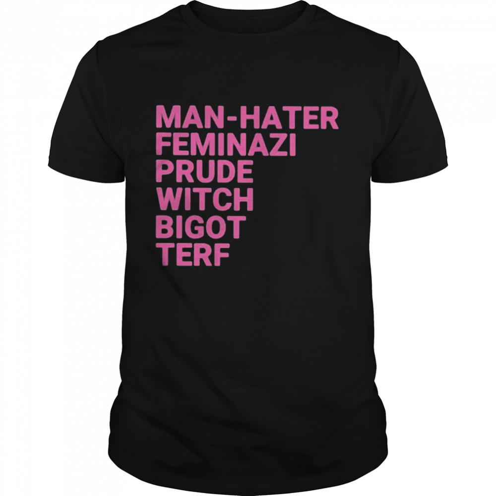 Man Hater Feminazi Prude Witch Bigot Terf shirt
