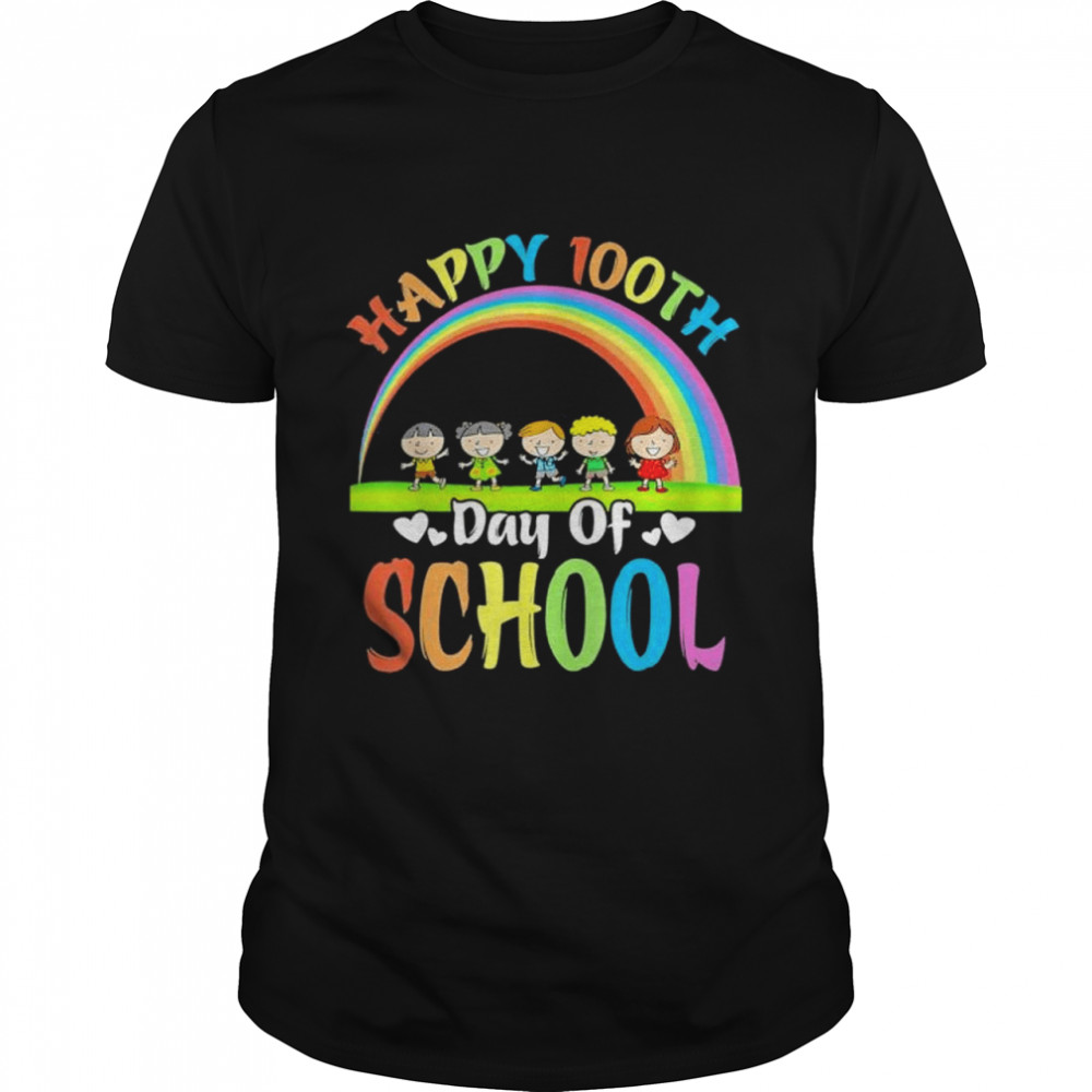 Happy 100th Day Of School Teacher 100 Days Smarter Rainbow shirt