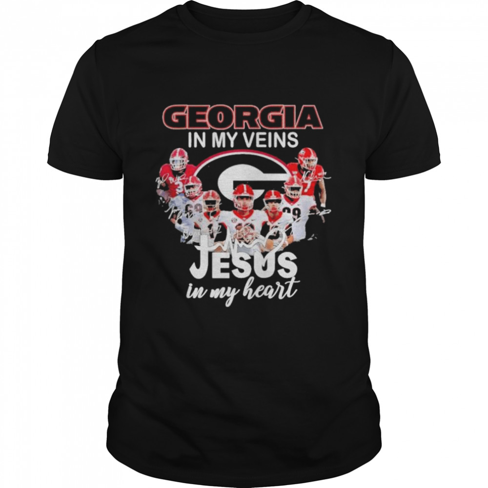 georgia bulldogs in my veins jesus in my heart 2022 shirt