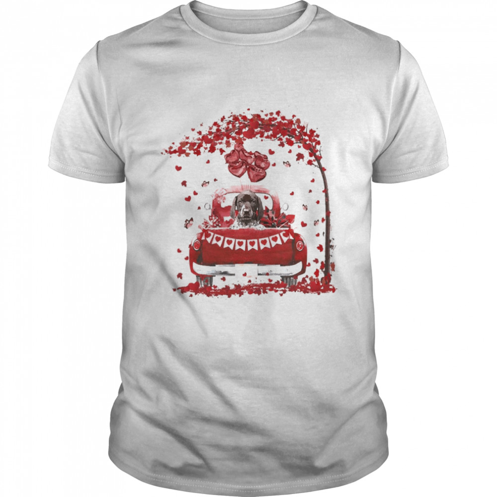 Valentine Red Car German Shorthaired Pointer Dog Shirt