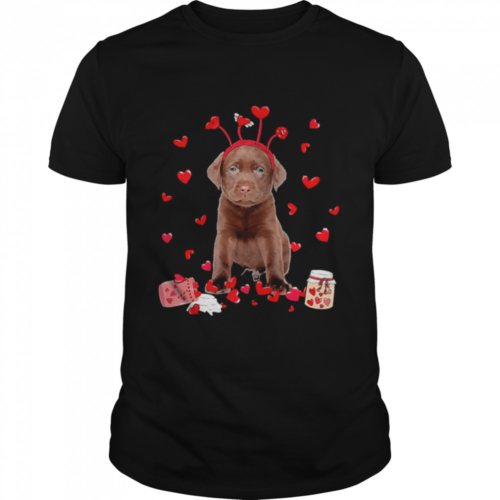Valentine’s Day Sweet Headband Chocolate Labrador Dog Shirt