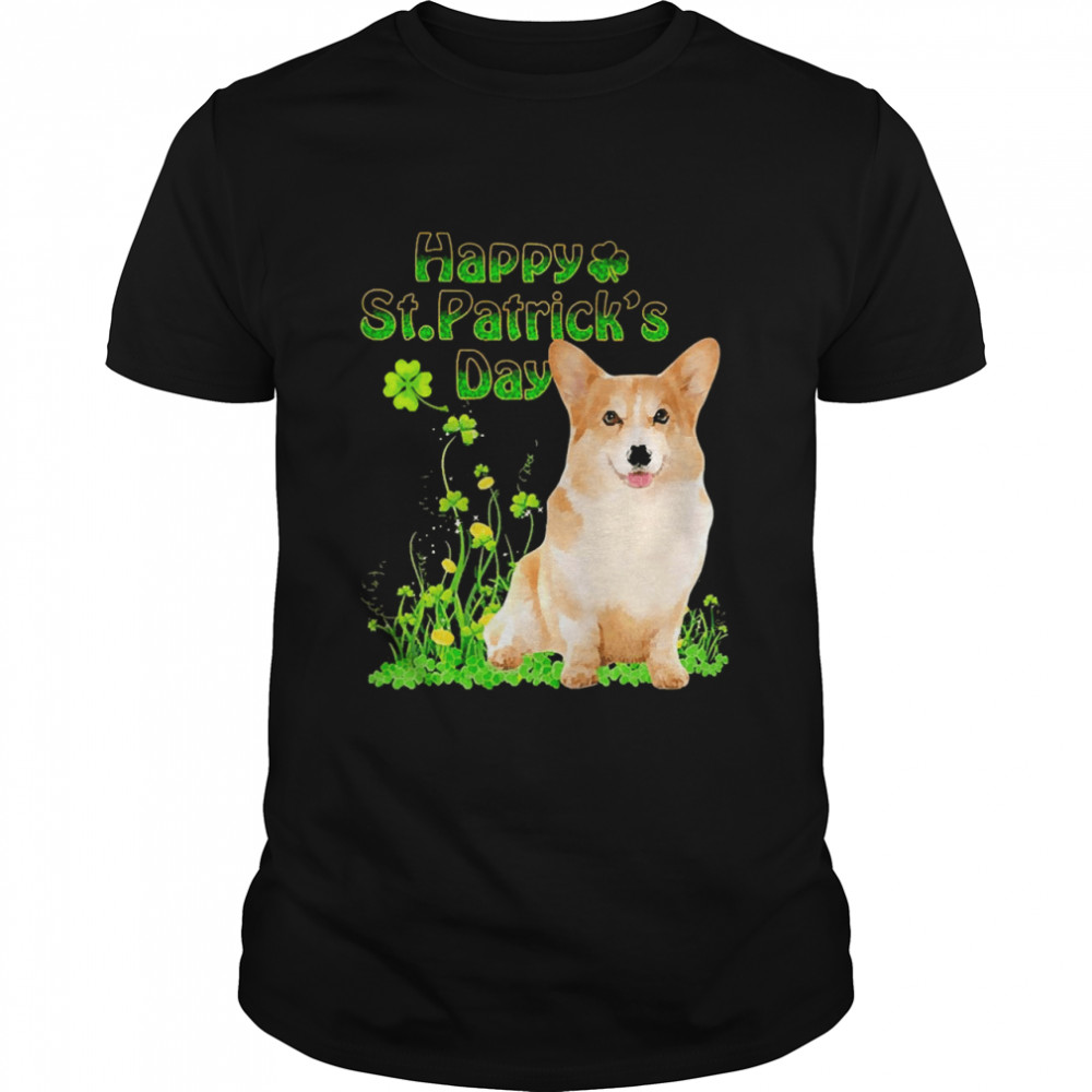 Happy St. Patrick’s Day Patrick Gold Grass Corgi Dog Shirt