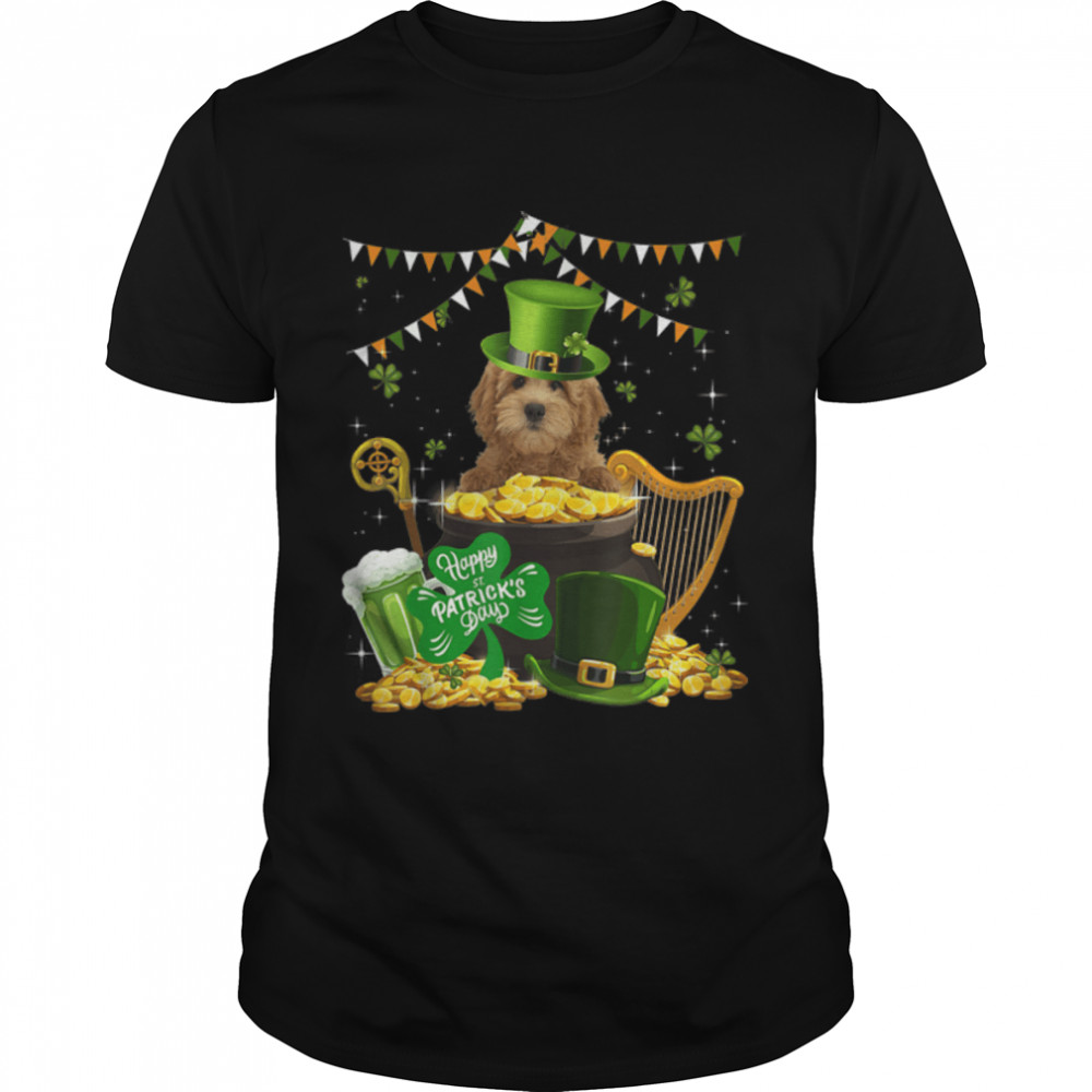 Cute Goldendoodle Dog Shamrock St Patricks Day Dog Irish T-Shirt B09SD7FBCR