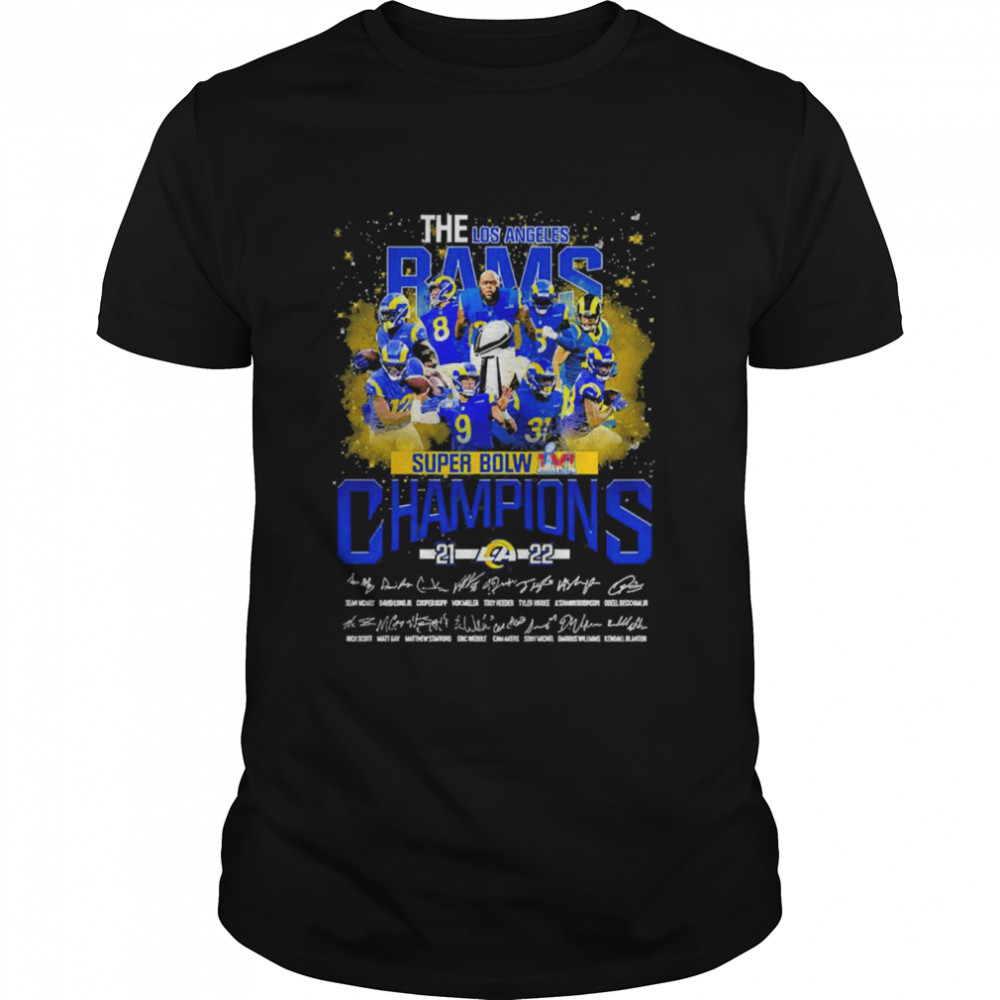 The Los Angeles Rams Team Super Bowl LVI Champions 2021-2022 Signatures Shirt