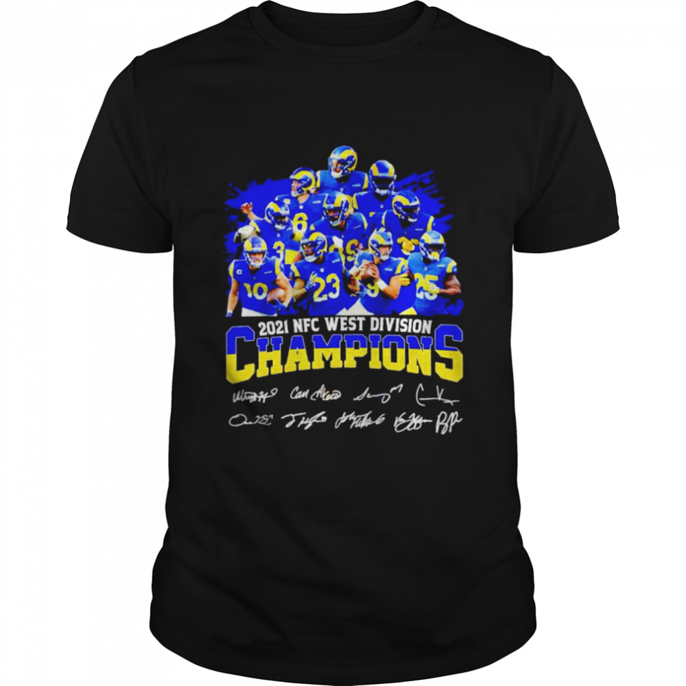 Los Angeles Rams 2021 NFC west division champions players signature shirt