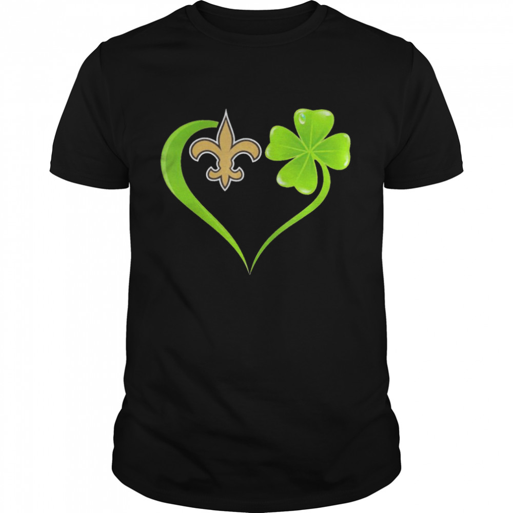 New Orleans Saints shamrock heart St Patrick’s day shirt