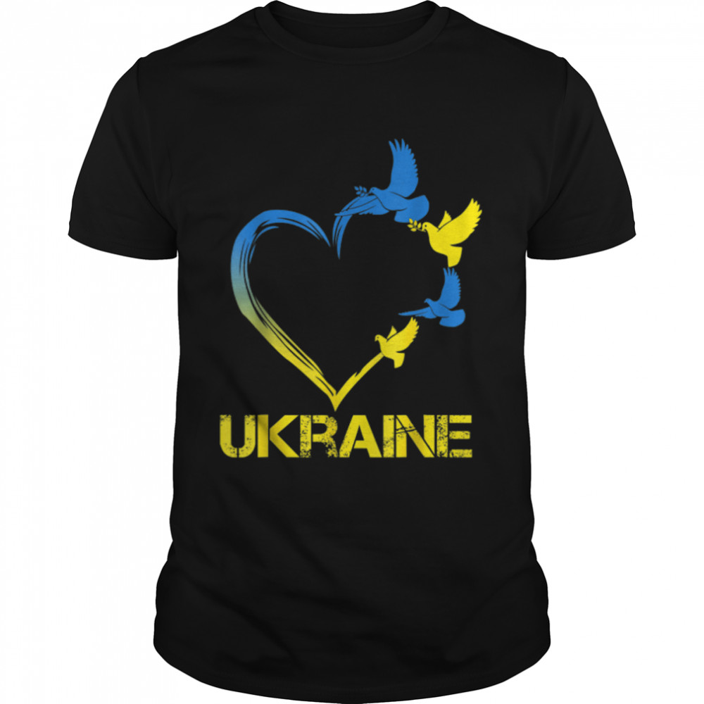 Ukraine Flag Heart Vintage Ukrainian Support Ukraine T-Shirt B09TPLL23D