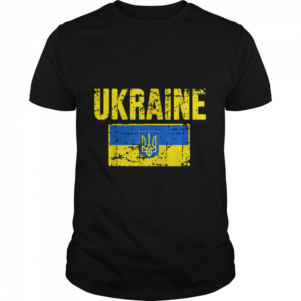 Pray For Ukraine Support Ukraine Ukrainian Flag T-Shirt B09VB8953V