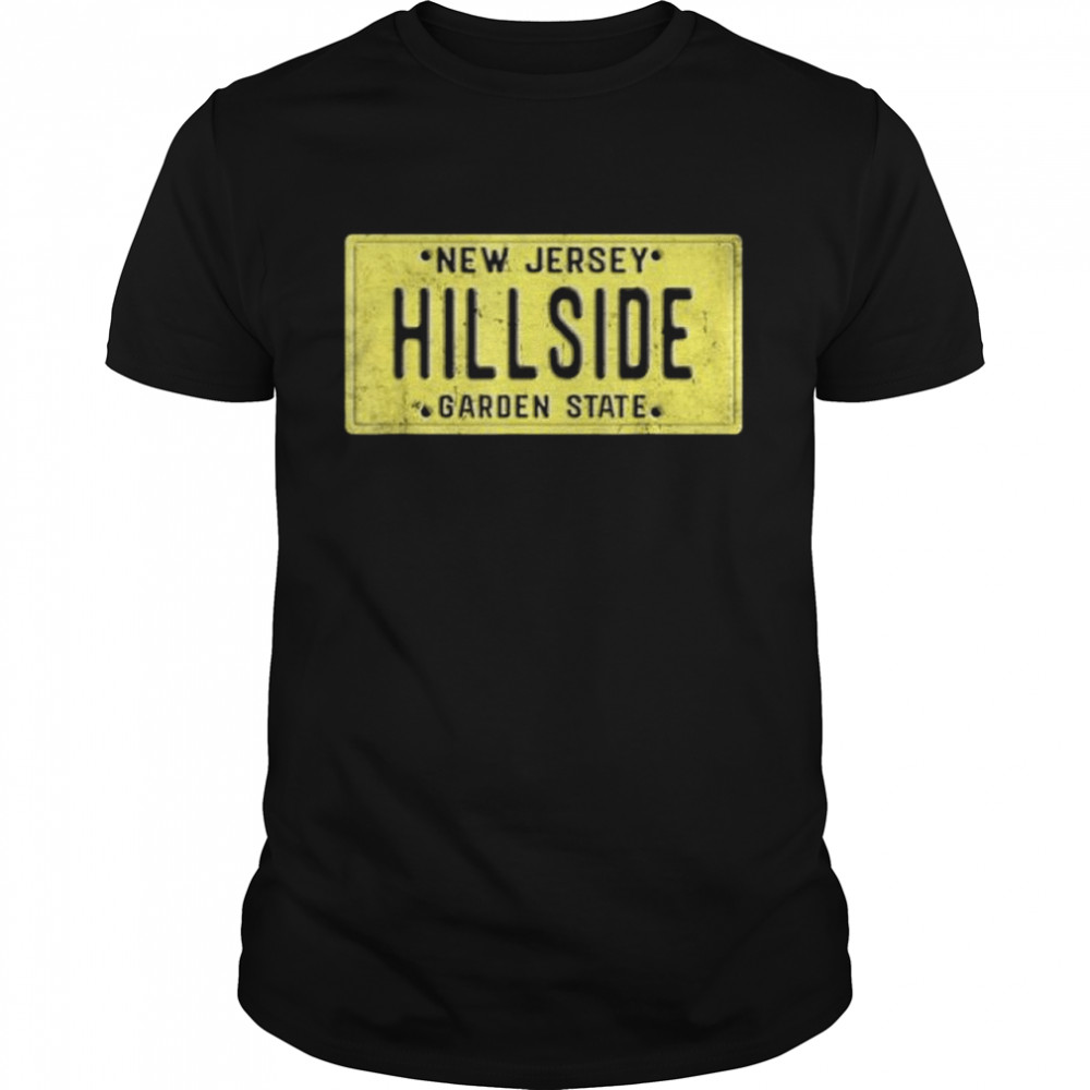 Hillside nj hometown new jersey license plate shirt