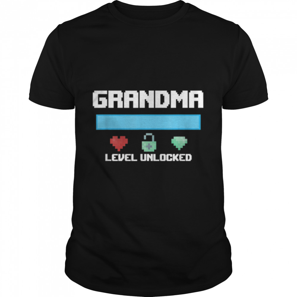 New Grandma Gift Grandmother Level Unlocked Nana Gamer T-Shirt B09VYVKBX1