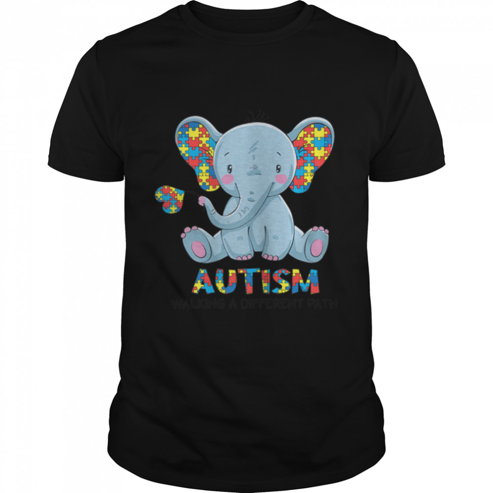 Autism Elephant Walking A Different Path Autistic Child T-Shirt B09W5GCTL3