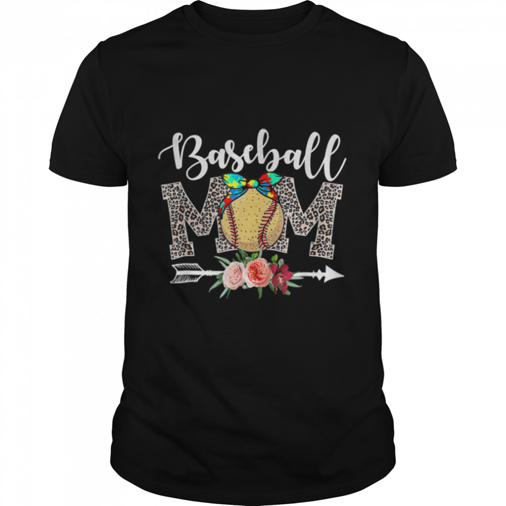 Baseball Mom Leopard Funny Softball Mom Mother’s Day 2022 T-Shirt B09W5R7N2Y