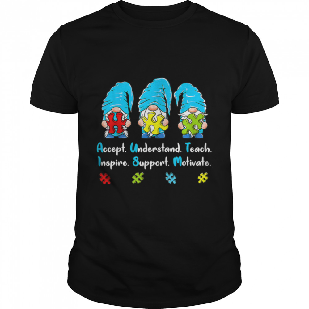 Three Gnomes Holding Blue Puzzle Autism Awareness T Shirt T-Shirt B09W5JNLR3