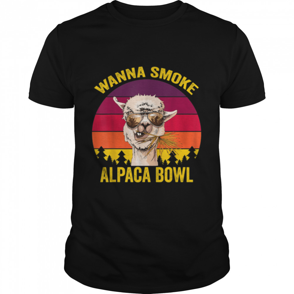 Wanna Smoke Alpaca Bowl Vintage Weed Cannabis 420 Stoner T-Shirt B09W8ZHSFZ