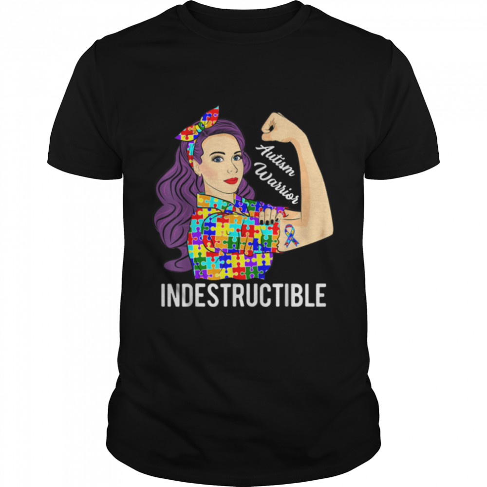 Autism Awareness Warrior Indestructible Mom Autistic Classic T-Shirt B09W963YJJ