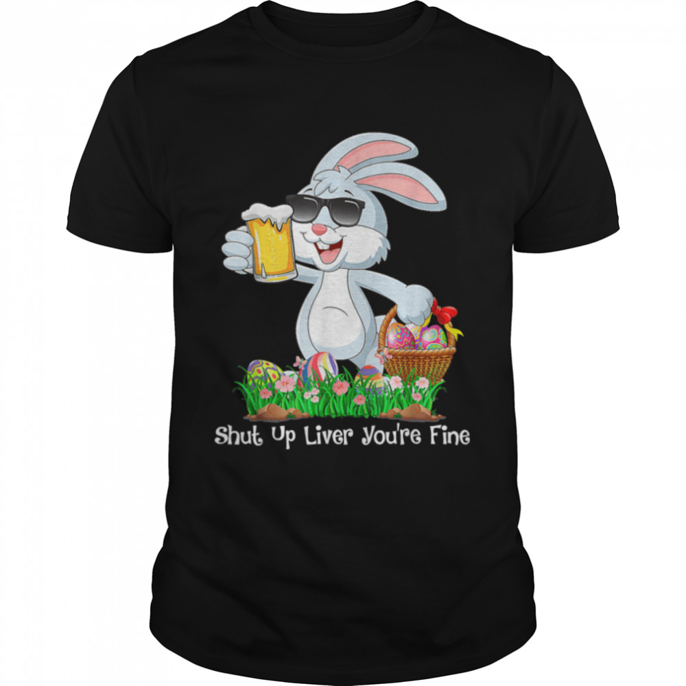 Cute Rabbit Face With Sunglasses Easter Day T-Shirt B09W91CZVY