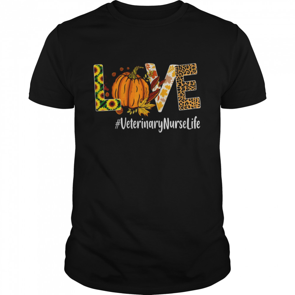 Veterinary Nurse Love Fall Pumpkin leopard Halloween Shirt