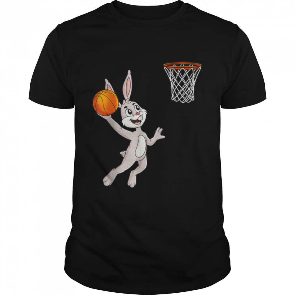 Easter Day Rabbit Dunking A Basketball Funny Boys Girls Kids T-Shirt B09WCV68Z6