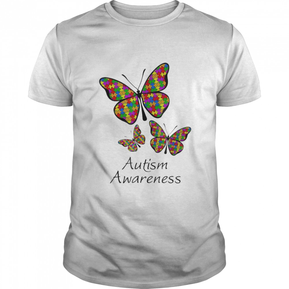 Butterfly Autism Awareness Embrace Puzzle Outfit Mothers Day T-Shirt