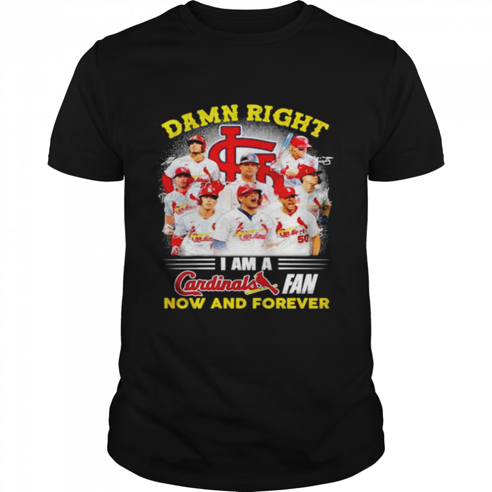 Damn right I am a St. Louis Cardinals fan now and forever signatures T-shirt