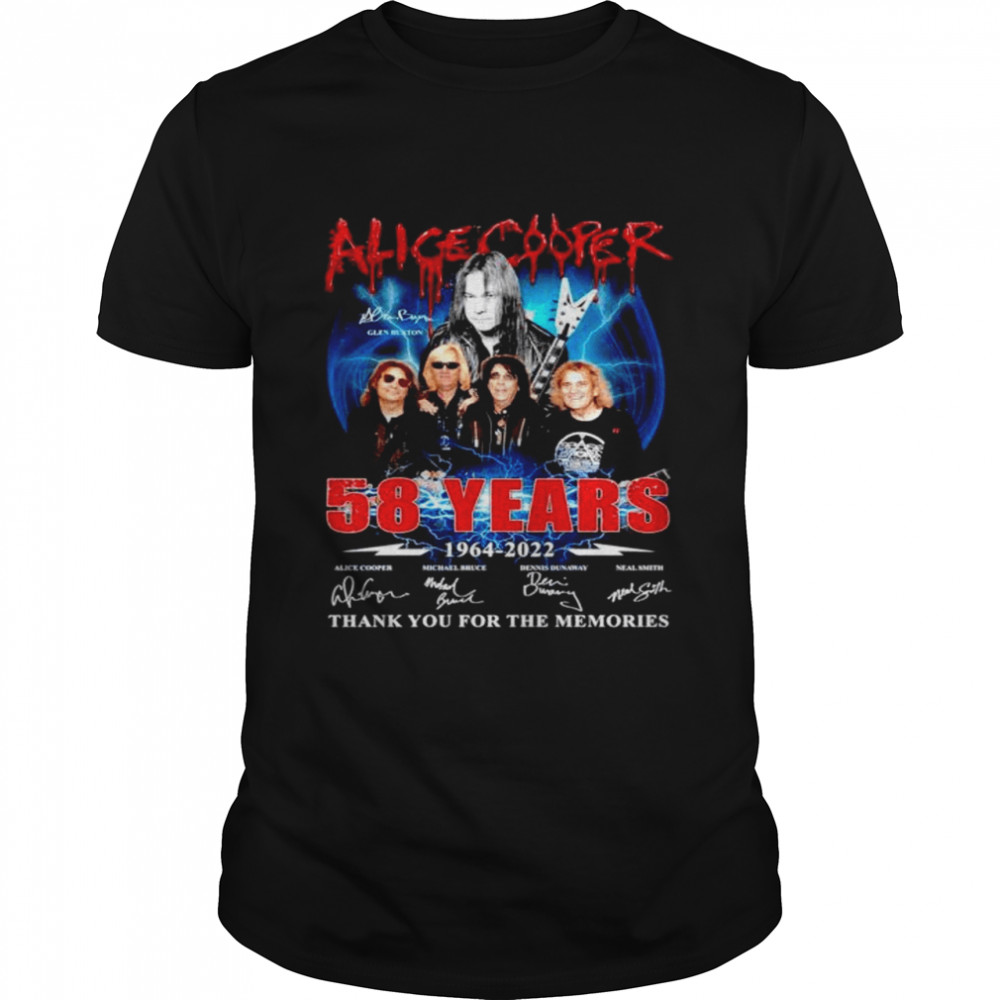Alice Cooper 58 years 1964 2022 thank you for the memories signatures T-shirt