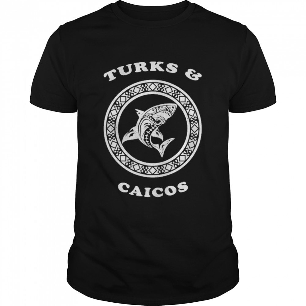 Turks And Caicos Vintage Tribal Shark Vacation Shirt