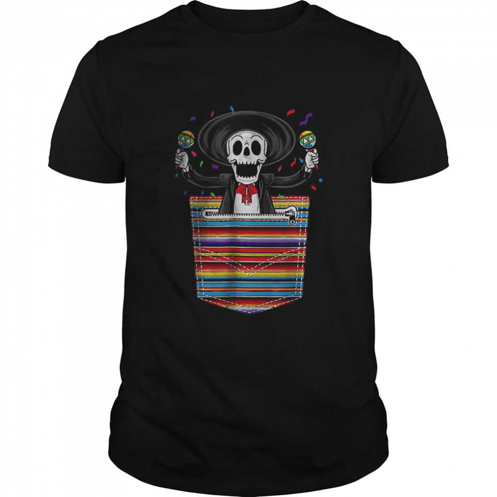 Cinco De Mayo 2021 Calaca Blanket Pocket Serape Mexican T-Shirt