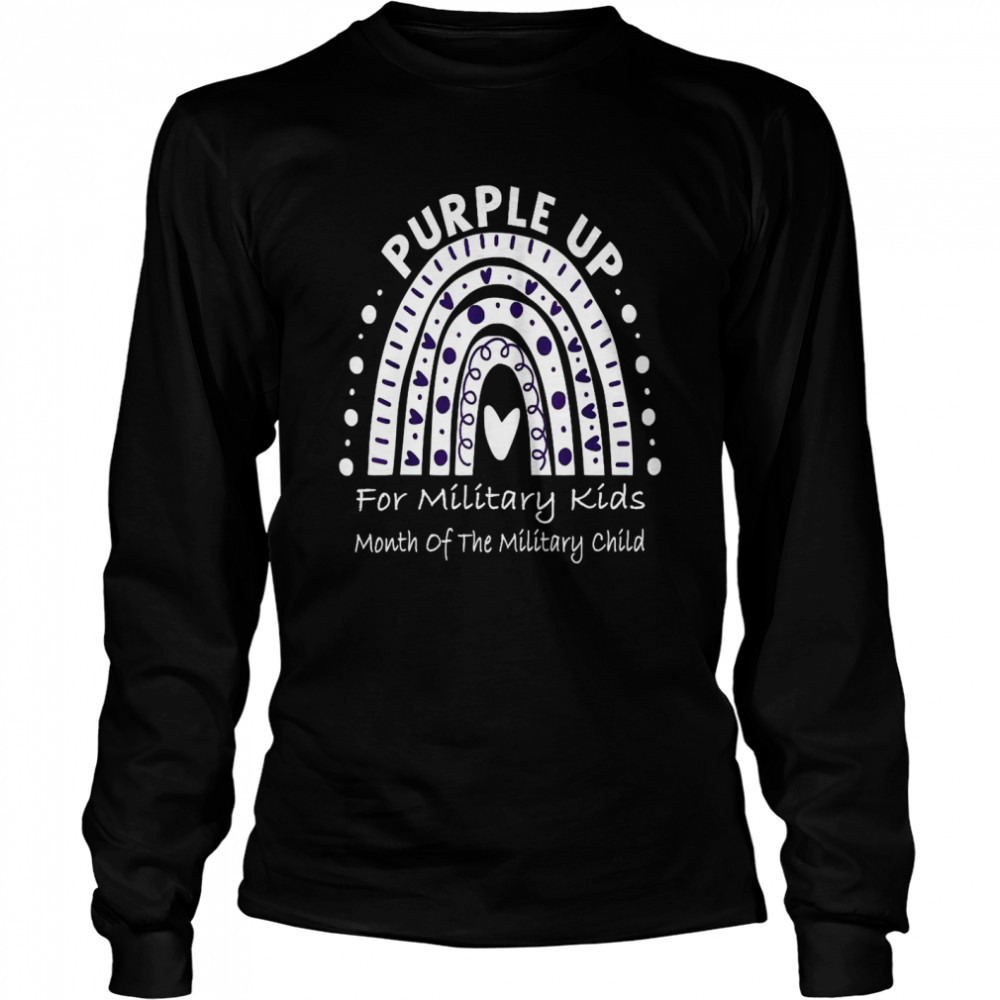 Purple Up for Military Month Military Child Rainbow  Long Sleeved T-shirt