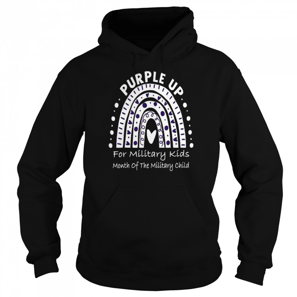 Purple Up for Military Month Military Child Rainbow  Unisex Hoodie