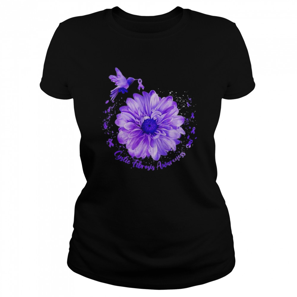 Purple ribbon hummingbird cystic fibrosis awareness shirt Classic Women's T-shirt