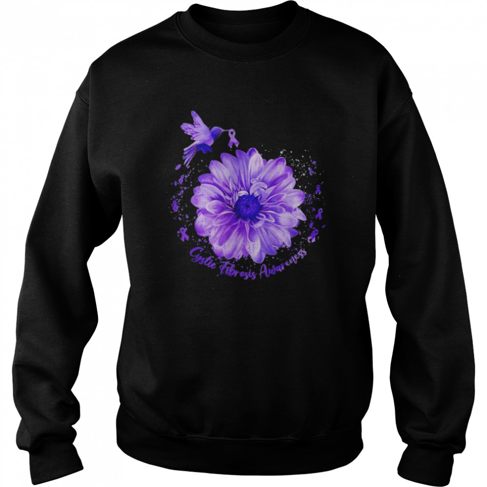 Purple ribbon hummingbird cystic fibrosis awareness shirt Unisex Sweatshirt