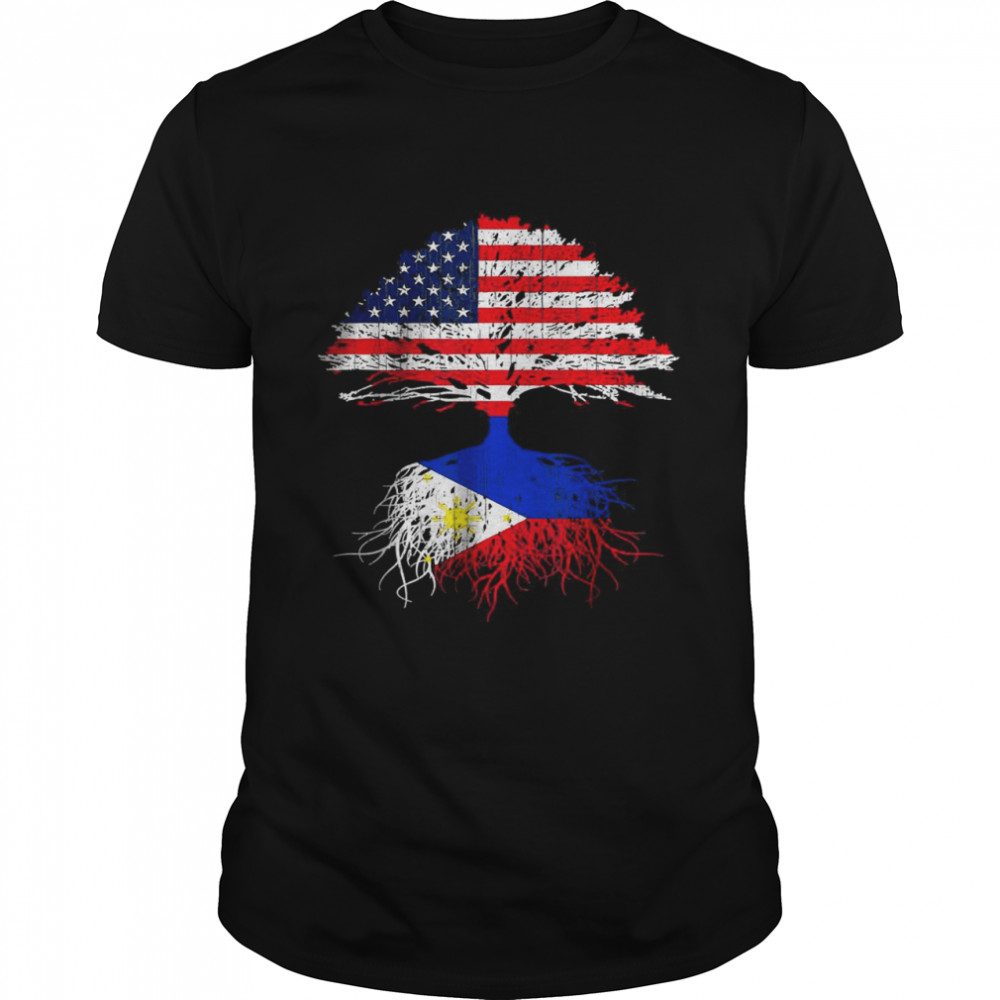 Filipino Roots American Grown Philippines USA Tree Flag  Classic Men's T-shirt